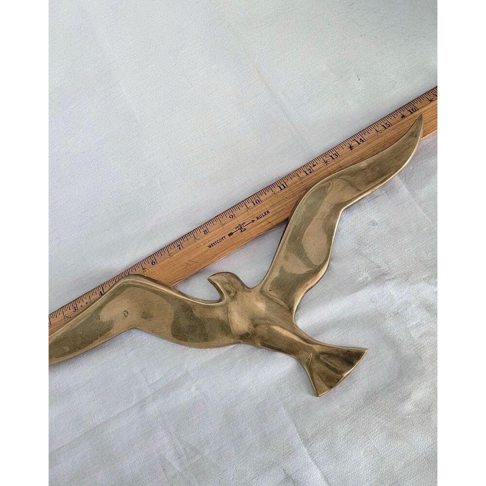 Vintage Brass Flying Seagull Gallery Wall Art Hanging 1970s - Picture 9 of 11